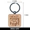 Merry and Bright Christmas with Holly Engraved Wood Square Keychain Tag Charm